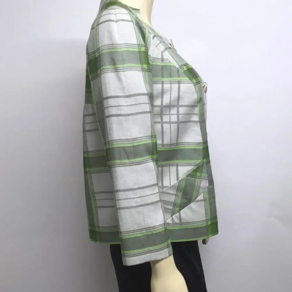 ETCETERA Plaid Jacket Blazer w NOTCHED NECK 6 CHiC